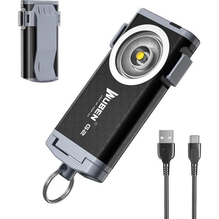 g2 mini lampes de poche, torche porte-clés 500 lumens rechargeable, 5 modes - edc lampes de poche led avec pince, pour voyage[a1466]