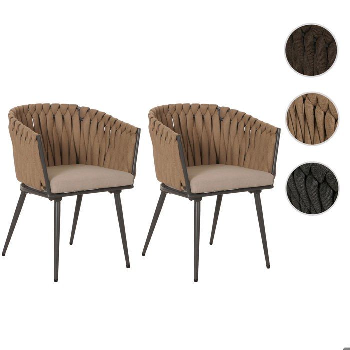 Lot de 2 chaises de jardin en aluminium HWC-N38 beige Coussin marron clair Lot de 2 chaises de jardin en aluminium HWC-N38 beige Coussin marron clair