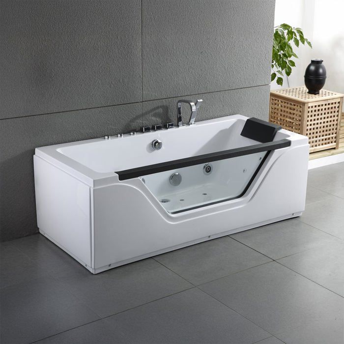 Baignoire Baln&eacute;o tahiti Jets Hublot 170x78cm, by Spalina Blanc