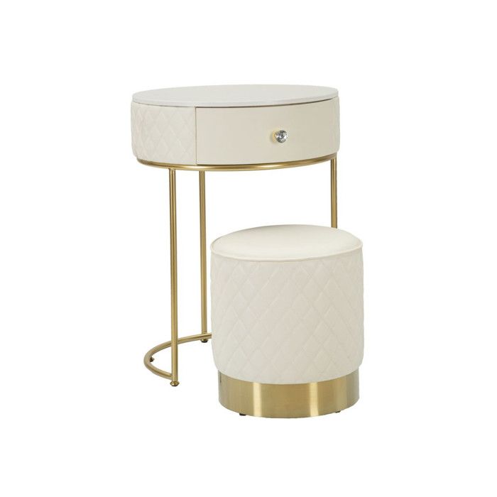 Set coiffeuse avec tabouret effet matelassé Sharon Set coiffeuse avec tabouret effet matelassé Sharon