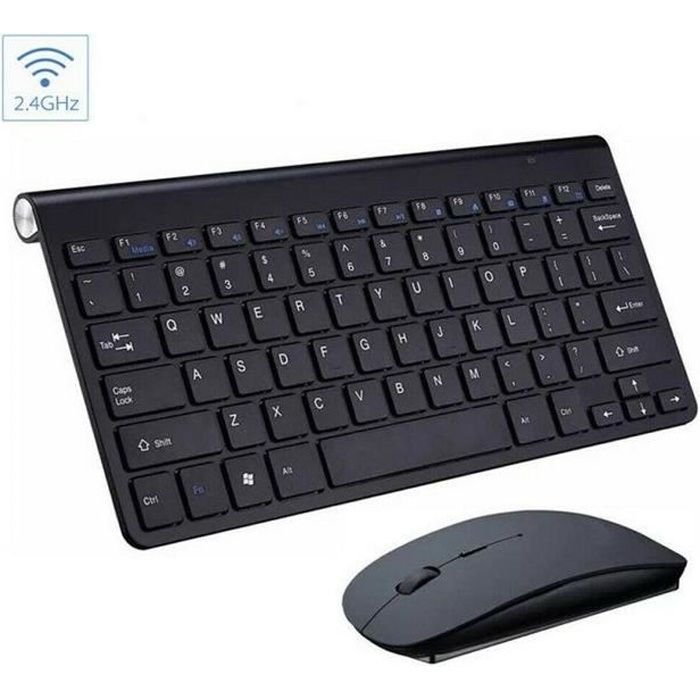 Mini clavier et souris sans fil Bluetooth ultra-mince sans fil, fournitures  de bureau pour tablette Android Windows IOS|noir