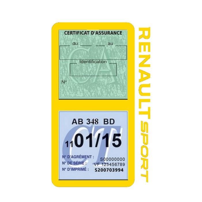 Double porte vignette assurance Renault sticker adhésif couleur