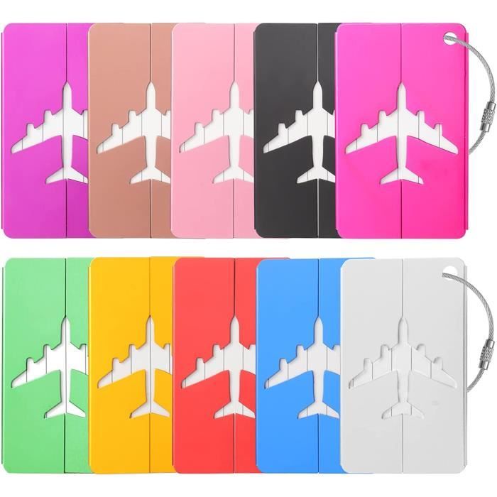 Lot De 10 étiquettes à Bagages En Aluminium Pour Une