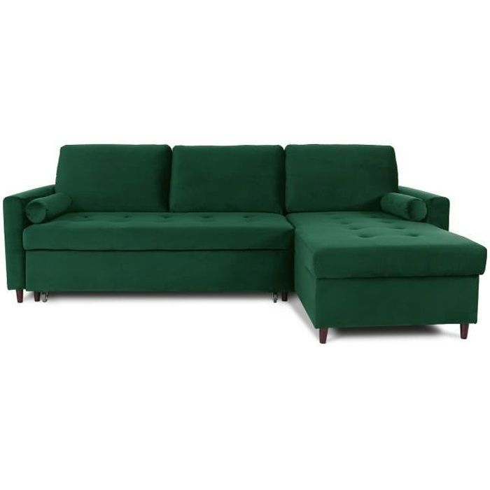 Canapé dangle convertible réversible Claudio en velours vert Canapé dangle convertible réversible Claudio en velours vert