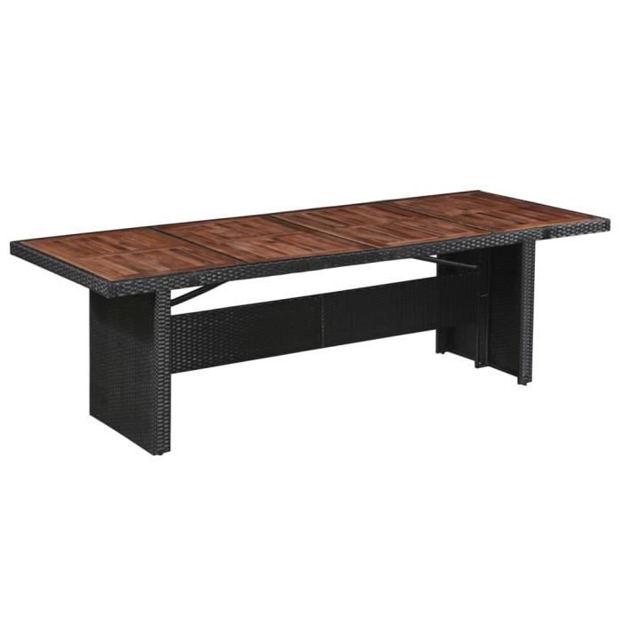 Table A Manger De Jardin Table D Exterieur En Resine Tressee Et Bois 240 90 74 Cm Achat Vente Ensemble Table Et Chaise De Jardin Table De Jardin Cdiscount