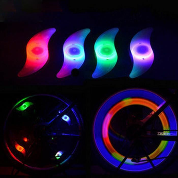 Eclairage LED Rayons de Vélo Réflecteur Lumière Multicolore Sécurité Clignotant