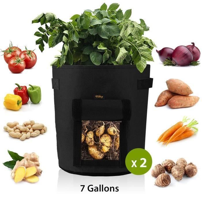 2pcs Sacs De Culture Pour Pommes De Terre 7 Gallonsac De Legumes Tissu Non Tisse Sac De Plantation A Fenetre Sac Jardin Achat Vente Sac A Dechets Verts 2pcs Sacs De