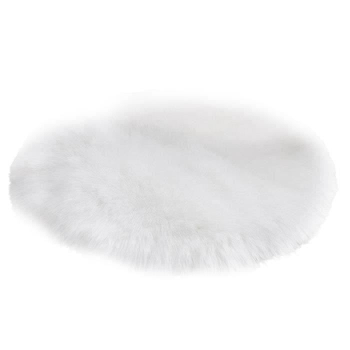 Tapis en Fausse Fourrure Rond Blanc, 45 x 45 cm Imitation Polaire Moelleuse Zone Tapis antid/érapant Tapis de Yoga pour Le Salon Chambre /à Coucher Canap/é Tapis de Sol