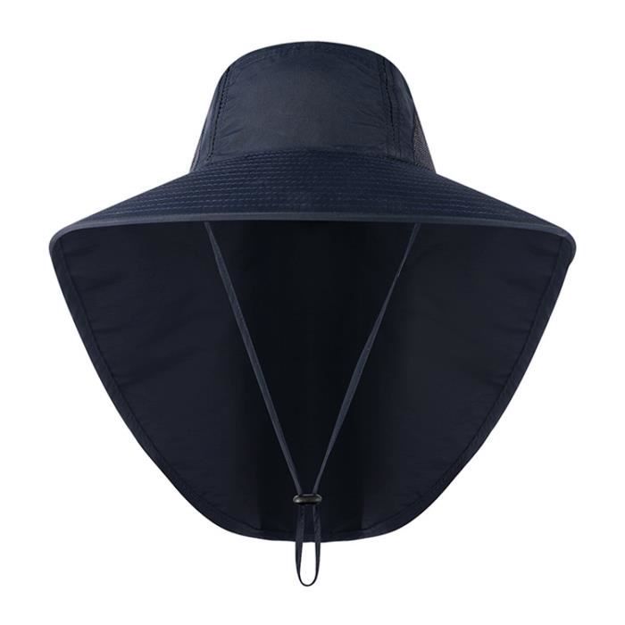 Chapeau De Soleil UPF 50 à Large Bord En Maille Avec Protection UV Pour La Pêche, La Marche, La Randonnée, La Mentonnière Pour Homme - Imperméable Et Respirant, 00702_Gris, M