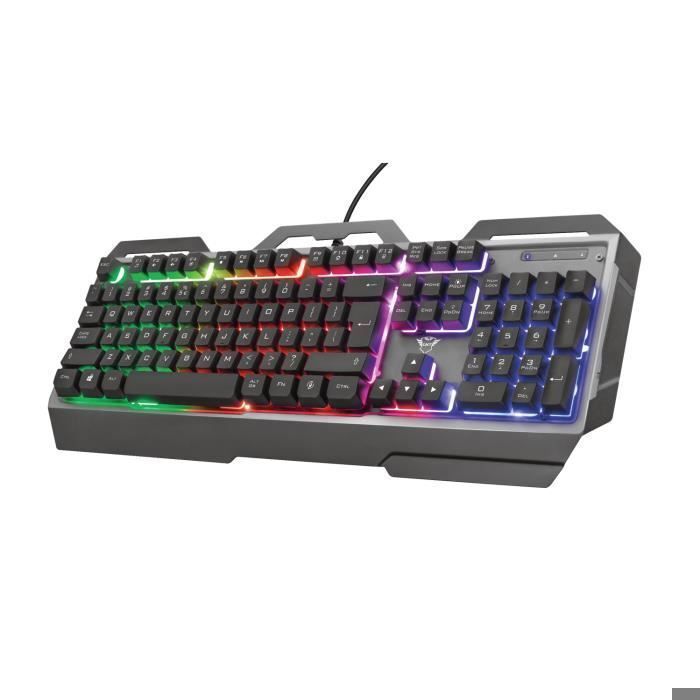 Trust Gaming GXT 856 Torac Clavier Gamer Métallique, Éclairage Multicolore, Anti-Ghosting