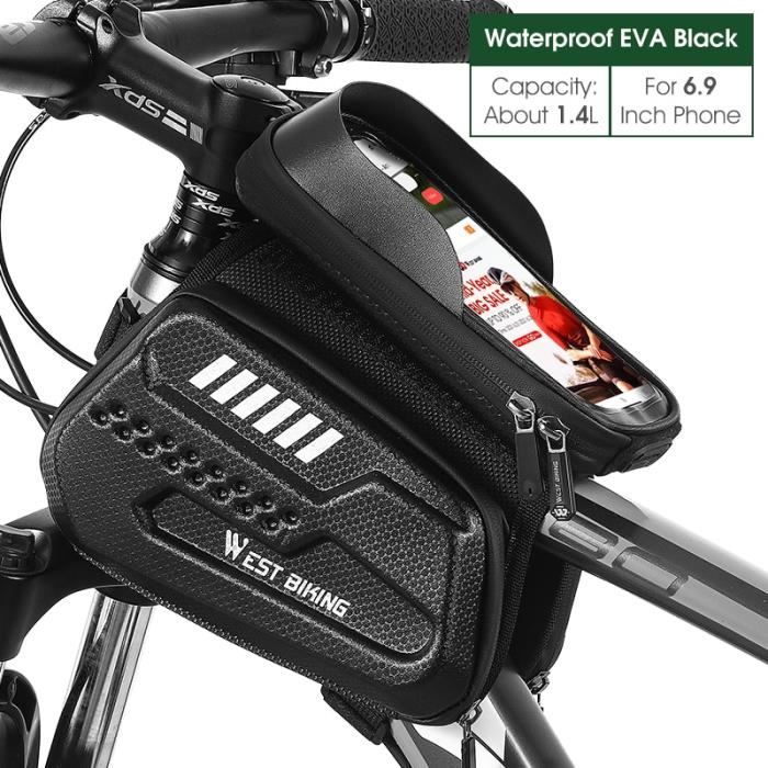 274 noir 6 9 pouces sac de velo de route etanche pour ecran sacoche pour telephone cadre avant vtt Cdiscount Sport