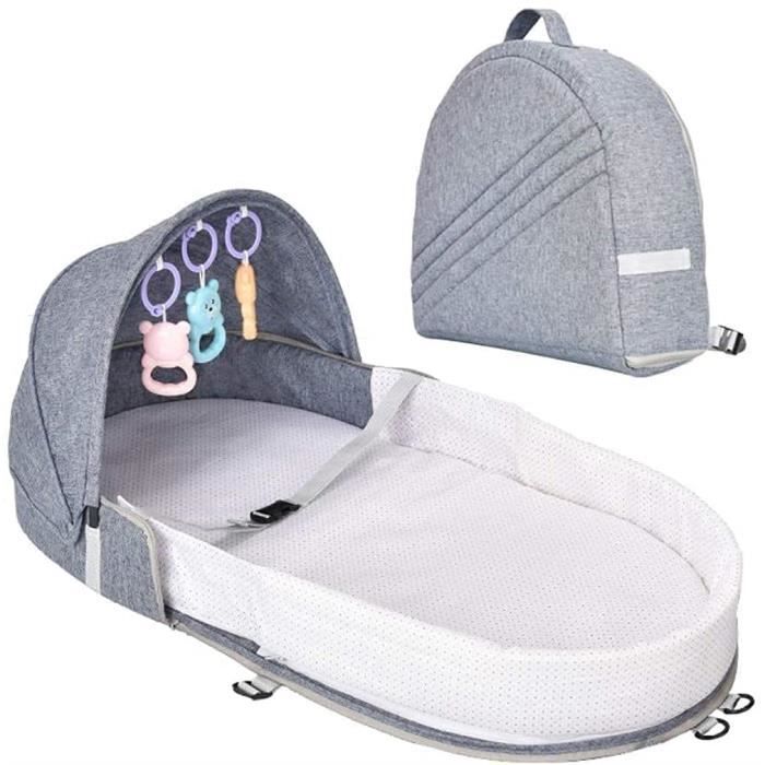 Berceau Pliable Lit Voyage Bébé Avec Jouets Et Auvent - Portable Respirant Lavable