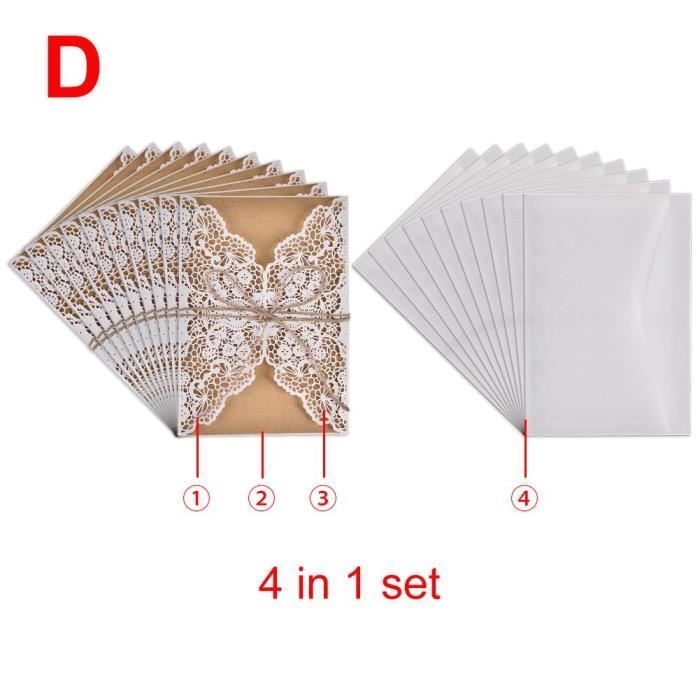 KUCHYNEE Lot de 20 cartes d'invitation de mariage roses avec perle – Motif floral découpé au laser – Ruban de soie tri-Fold – Cartes d'invitation pour fête de mariage – Enveloppes incluses