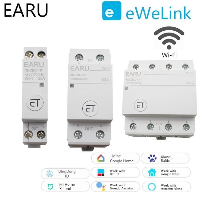1-32A -Disjoncteur WiFi 1P 2P 4P minuterie interrupteur relais maison  intelligente télécommande commande vocale pour  Alexa G - Cdiscount  Bricolage
