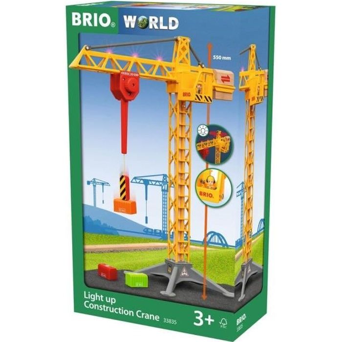 Grande grue lumineuse BRIO - Modèle 33835 - Jouet de construction pour enfant de 3 ans et plus