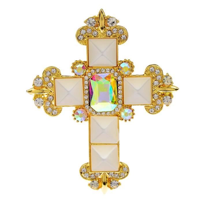 Broches baroques croix strass cristal rétro palais manteaux féminins
