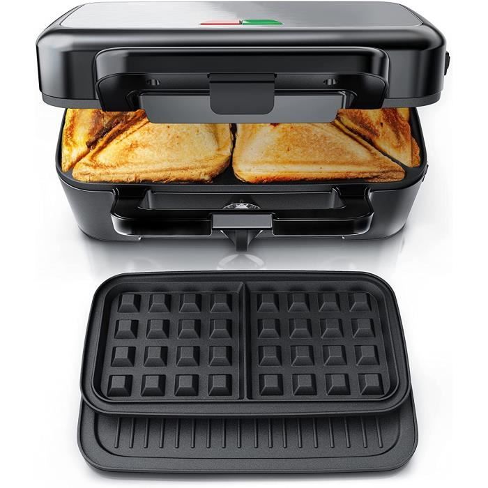 Appareil à Croque Monsieur 1200WDECEN Gaufrier 3 en 1Interrupteur de