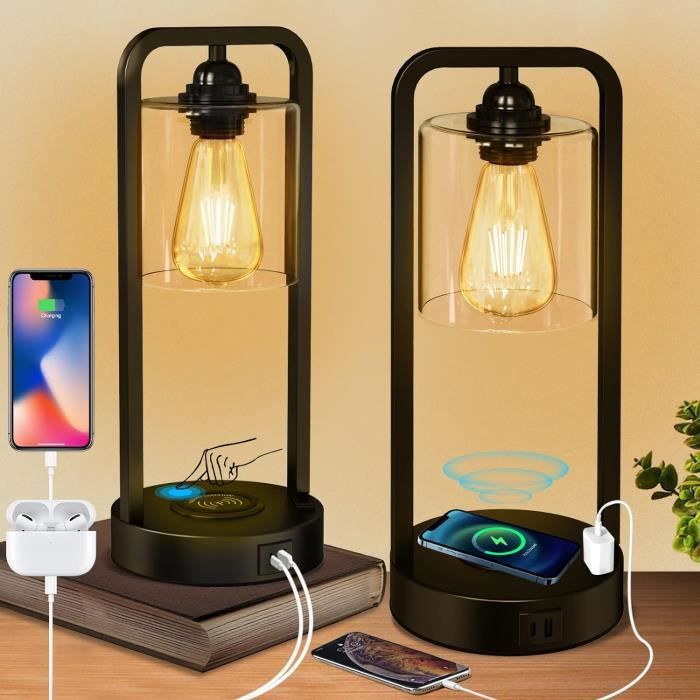 Lampe de Table 5 en 1 avec Support de Chargeur Sans Fil