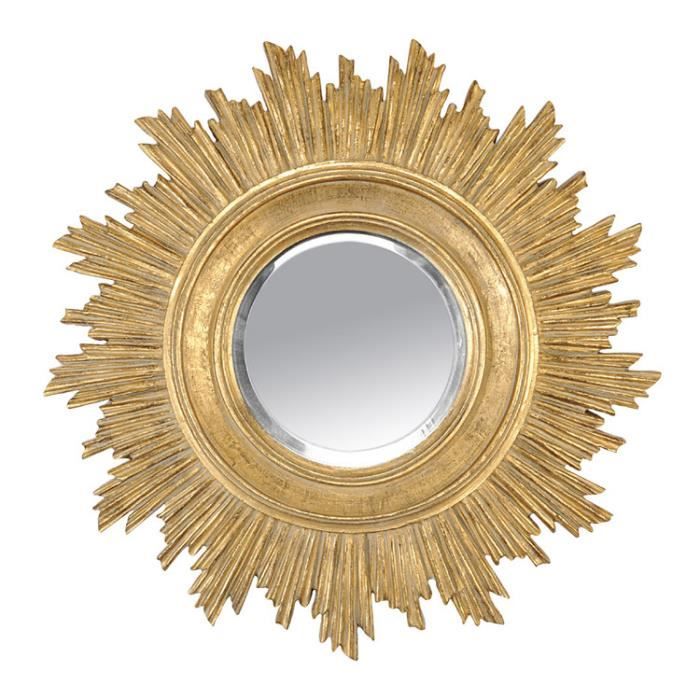 Miroir Rond En Resine Soleil Dore D 45cm Boheme Achat Vente