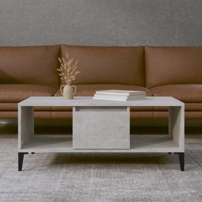 famirosa table basse gris béton 90x50x36,5 cm bois d'ingénierie-072