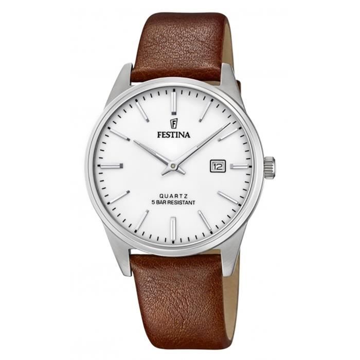 Bracelet cuir tissu homme FESTINA Montre Festina cuir marron