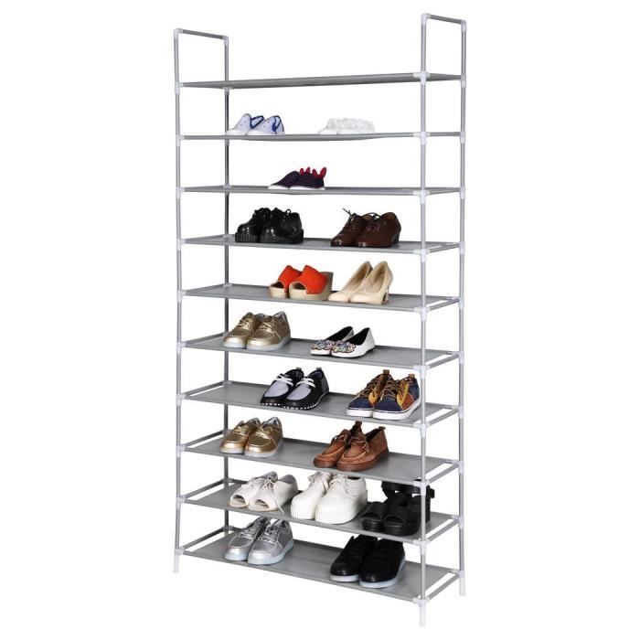 Rack à Chaussures Métal 3 étages – Dimensions 30x92x55 Cm, Capacité 16 Paires | Rangement Empilable Pour Entrée, Placard - 3