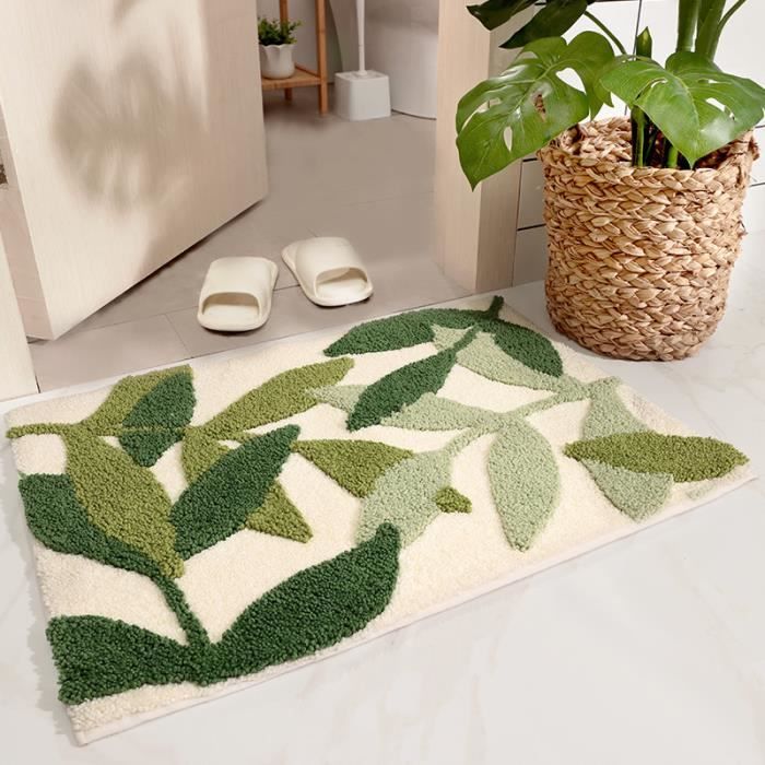 Tapis De Bain Diatomées Absorbant Ultra-Rapide – Antidérapant – Vert – 50 X 80 Cm