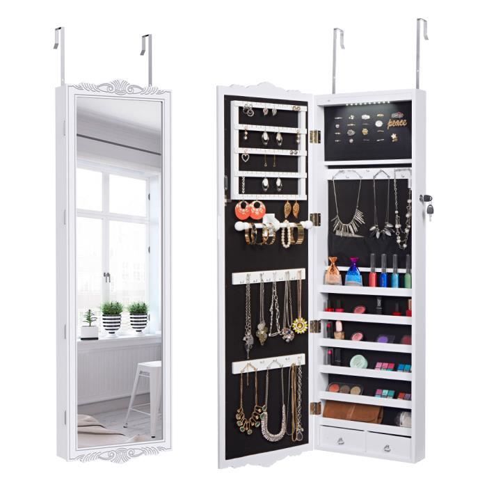 Langria Armoire A Bijoux Mural Avec Porte Bijoux Et 3 Lumieres