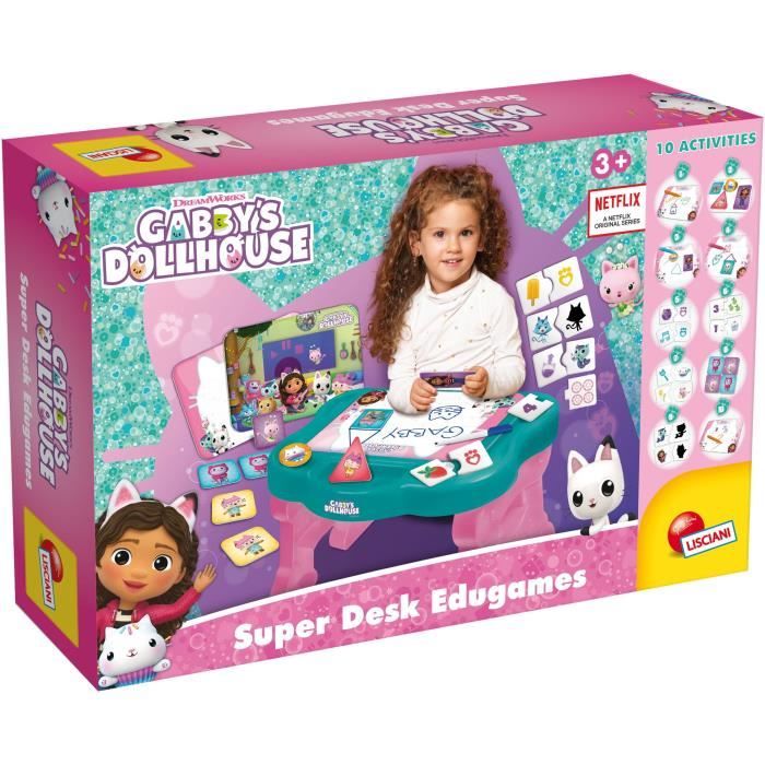 Lisciani Giochi Table éducative - LISCIANI - Gabbys Dollhouse - Super Desk - Jeux logiques - Personnages animés - Activités ludiques