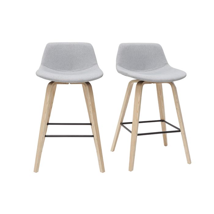 Miliboo - Tabourets de bar scandinaves gris clair et bois H65 cm (lot de 2) NONIE