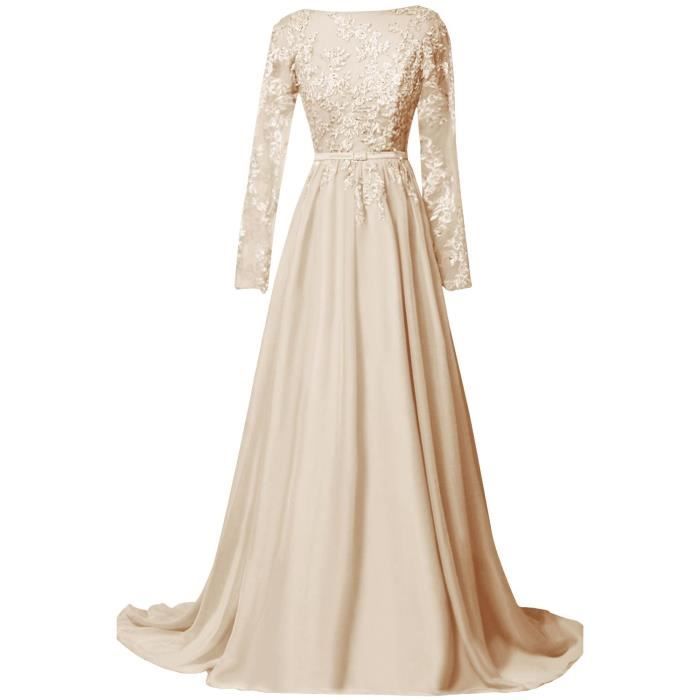 Maxi Robe Mere De Mariee Mariage Manche Longue A Line Princesse