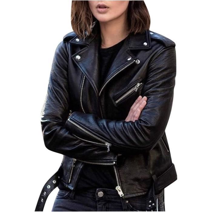 BLOUSON PERFECTO BOMBER Manteau Femme Hiver Cool Veste En Faux