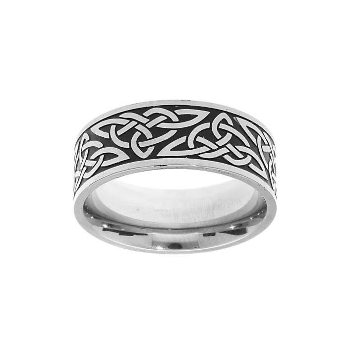 Alliance en acier motif celtique - 1001 BIJOUX - Taille 58 à 68