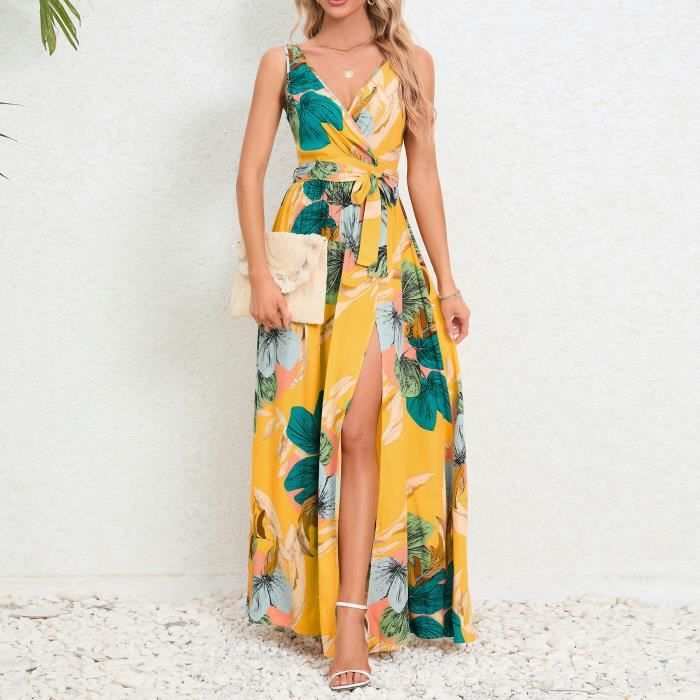 Robe de plage sans manches imprimée Style hawaïen - HBSTORE - Lq618