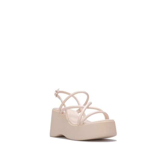 Sandales Plateforme Compensée Pedro Garcia Galet Cuir Blanc - Taille 38,5 - Occasion