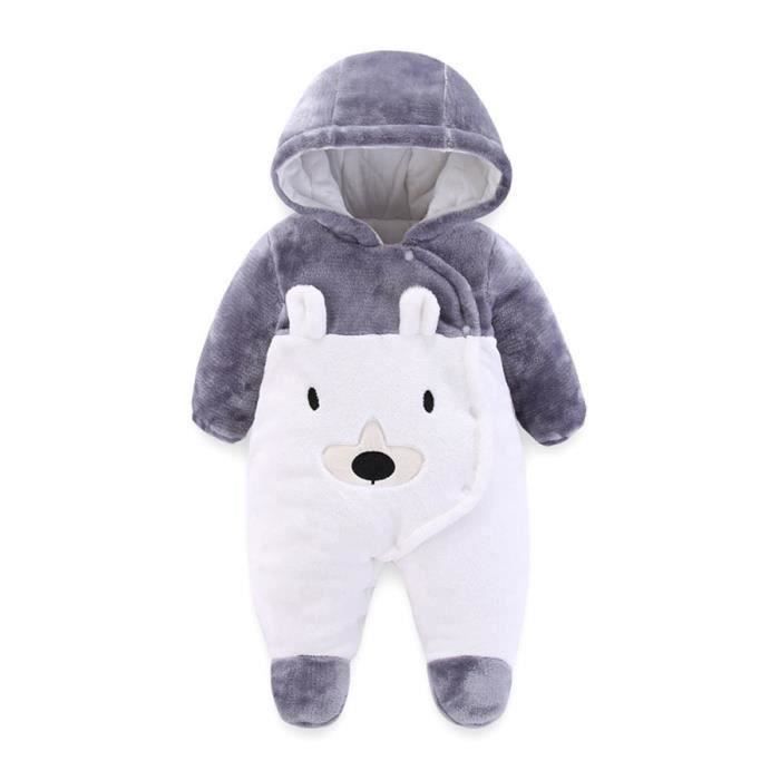 Pyjama Bébé FUNMOON Grenouillère Capuche Fourrure Chaud