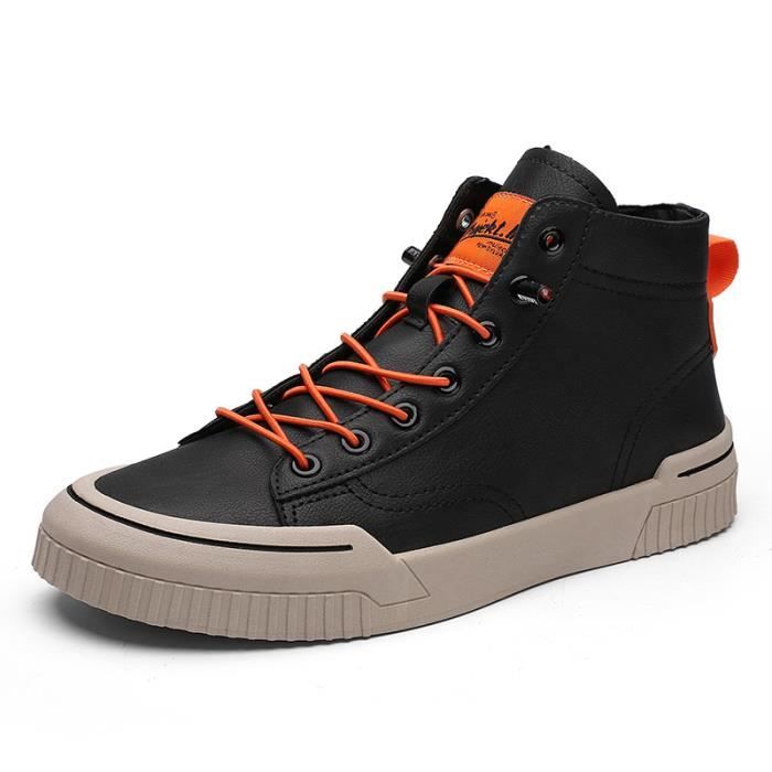 BASKET Homme Montantes Mode cuir respirantes Decontracte Baskets orange JS Orange Cdiscount Chaussures