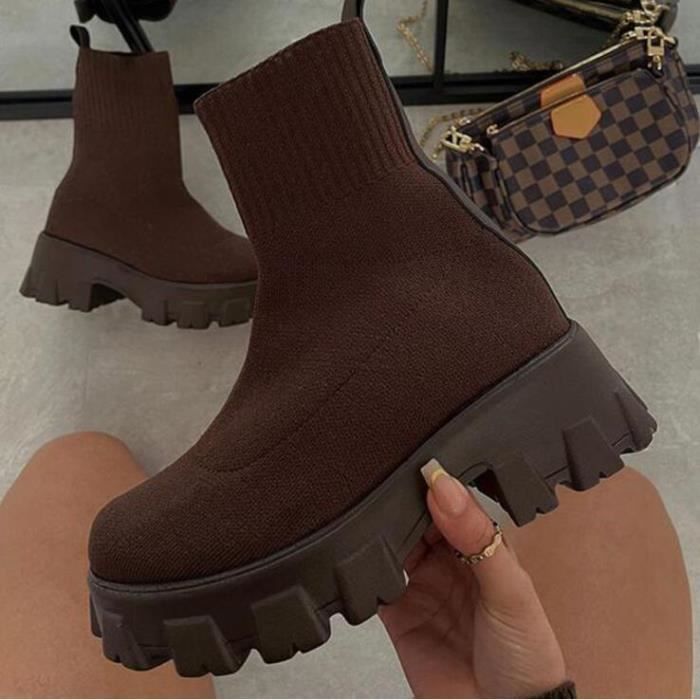 Bottes discount chaussettes marron