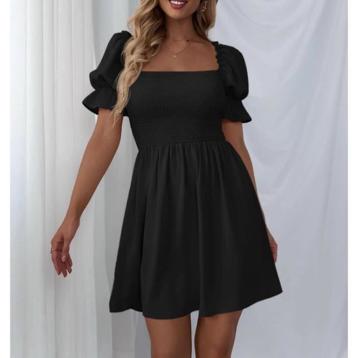 Robe noire manche bouffante deals