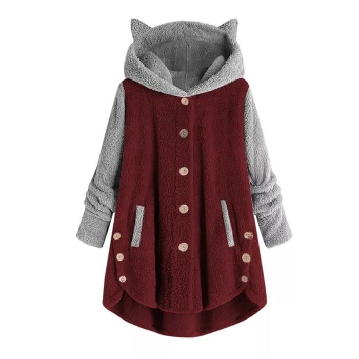 Manteau Polaire Femme à Capuche Style Ours En Peluche - Coupe-vent Léger - Veste Transition - Taille Grande Disponible - 8
