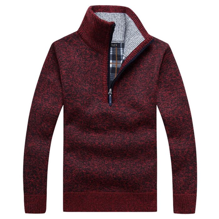 Pull homme Pull Col Roule Tricot Hauts Manches Longues Pullover Automne Hiver Chaud ROUGE Bordeaux profond Cdiscount Pret a Porter