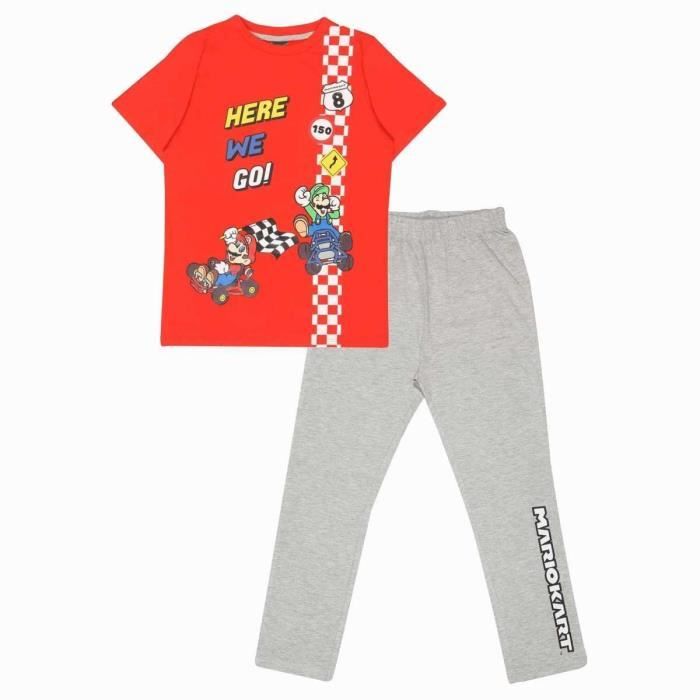 Ensemble Short + T-shirt Super Mario Garçon - Marine Et Vert - Taille Élastique - Licence Officielle