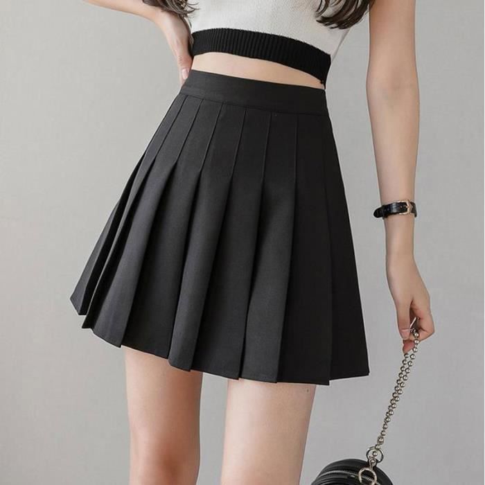 Jupe Mini jupe plissee style coreen pour femmes taille haute Sexy Mini jupe d ecole courte rose japonaise Black A2552 Blanc Cdiscount Pret a Porter