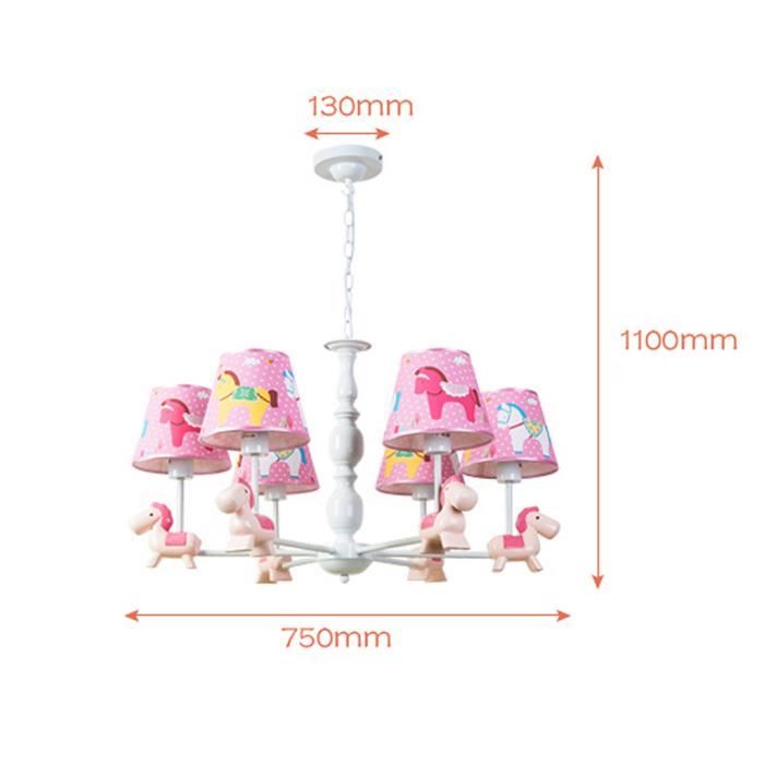 Suspension Plafonnier Enfant 5 Tetes Lustre Conception Abat Jour En Tissu Decore De Cheval Rose Pour Chambre Bebe Fille Garcon Cdiscount Maison