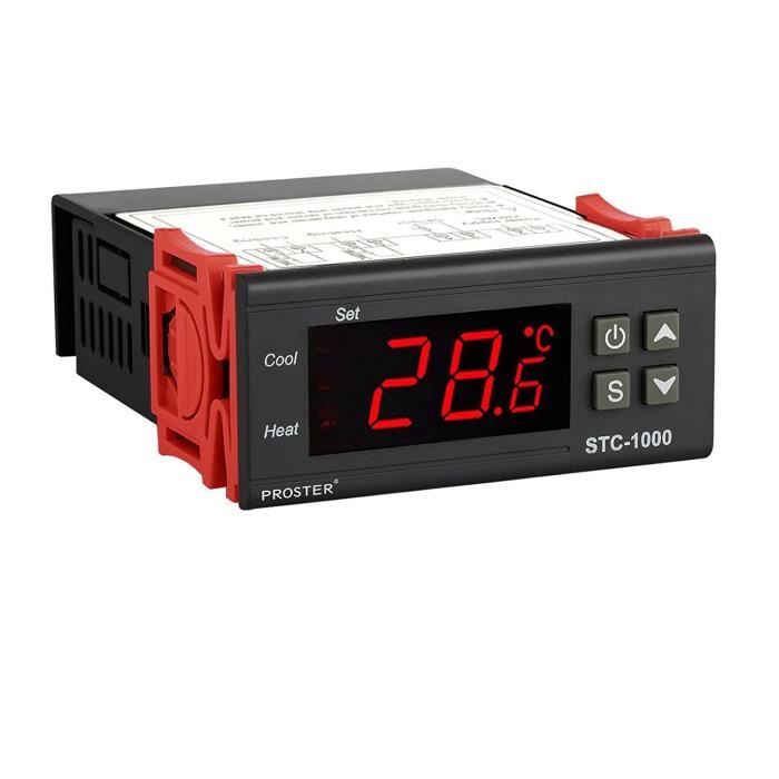 perfk 2pcs Thermostat Numérique Régulateur Contrôleur de Température avec Capteur Afficheur LCD Universel 12V+24V 60x45x31mm 