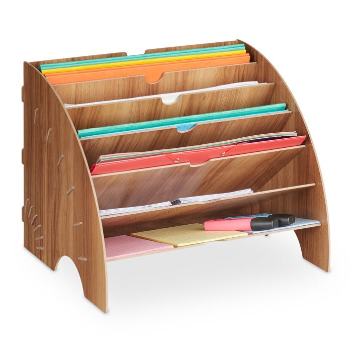 Relaxdays Rangement Documents 4 Compartiments Format A4 - Organiseur Bureau Blanc 28 X 35,5 X 25 Cm