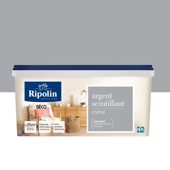 RIPOLIN Peinture Murale Toutes Pièces - Argent Scintillant Métal, 2,5L -  Achat / Vente peinture - vernis Peinture Argent métal 2,5 L - Cdiscount