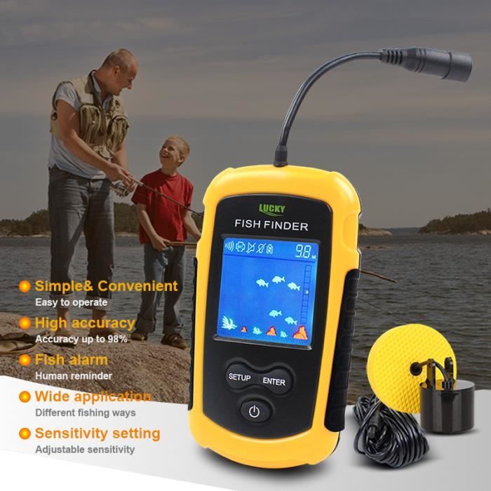 Alarme 100M Sonar Portable LCD Fish Finders Enseigne de pêche Echo Sounder Fish Finder Équipement de pêche