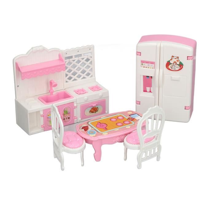 MOUNTTU Cuisine Miniature En Bois Pour Maison De Poupée - Échelle 1/12 Avec Armoire Et Poêle - Meubles Réalistes Pour Jeu Imaginatif