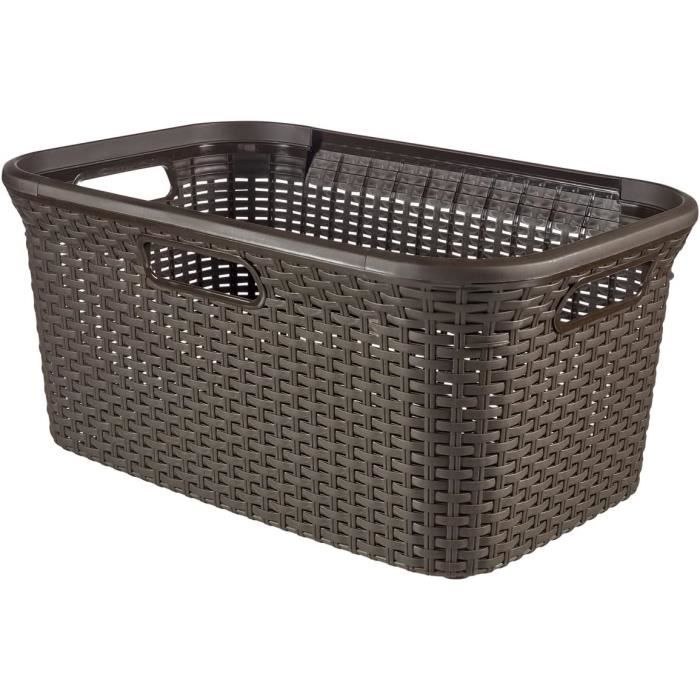 Panier à Linge Curver Natural Style 40L - Gris Foncé - Avec Couvercle Et Poignées